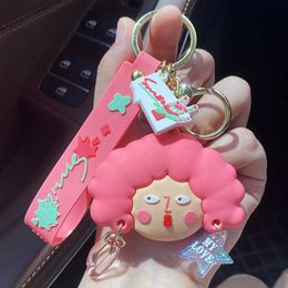 Cartoon Pop Girl Keychain Female Trend Couple Accessories Creative Car Ornament Cute Bag Pendant G1019