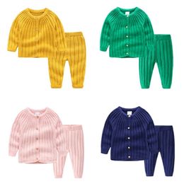 Infant Baby Boys Girls Long Sleeve Keep Warm Knitted Suit Clothing Sets Autumn Kids Boy Girl Clothes 0-3Yrs 210521