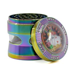 Rainbow Colourful Pattern Zinc Alloy 63mm 4 Layers Smoking Grinder Tobacco Crusher Colours Crusher Grid