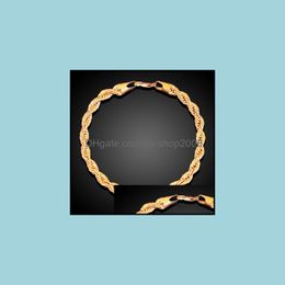 Link, Jewelry18K Gold Plated Twist Rope Chain Bracelets M 4Mm Hip Hop Link Bangle For Men Women Vintage Statement Bracelet Jewelry Christmas