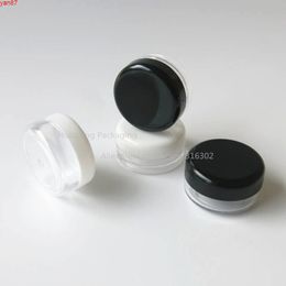 100 x 3g Travel Mini white black Empty cream jar cosmetic container plastic bottle makeup sample packaginggoods qty