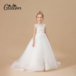 Girl's Dresses Elegant Flower Girls Dress Wedding Party Princess Kids Clothes Lace Birthday Children's Vestidos For 2-14T
