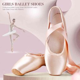 Professional Ballet Pointe Shoes Girls Ladies Ribbon Performance Practise Dance With Ribbons