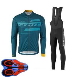 Spring/Autum SCOTT Team Mens cycling Jersey Set Long Sleeve Shirts Bib Pants Suit mtb Bike Outfits Racing Bicycle Uniform Outdoor Sports Wear Ropa Ciclismo S21042027
