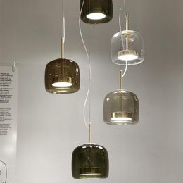 Modern Art Glass Chandelier Restaurant Atmosphere Lamp Living Room Led Pendant Nordic Model Creative Gray Lamps Ce