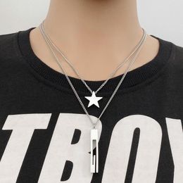 Pendant Necklaces Fashion Star Necklace Female Simple Couple Hip-hop Steel Strip Wild Titanium Sweater Chain Jewelry