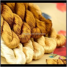 Yarn Clothing Fabric Apparel Drop Delivery 2021 1Pcs/400M / 100Percent Silk Thread /Hand Embroidery Embroider Cross Stitch/Tawny /9 Pure Colo