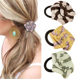 Wholesale women Woollen flowers Hair bands girl's elegant fashion hair Tie Accessories Ponytail Holder