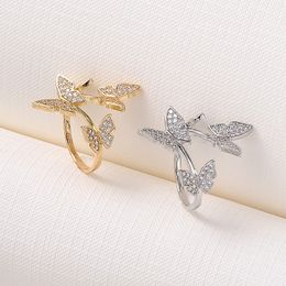 sterling silver butterfly rings wholesale Australia - Delicate and lovely Cute Luxury Jewelry Rings 925 Sterling Silver&Rose Gold Fill Opening adjustable 5A CZ Wedding Band Butterfly Ring 1107 B3