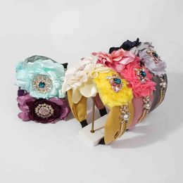 Bohemian Fashion Big Flower Rhinestone Headband Baroque Leopard Headdress Luxury Temperament Hair Jewellery Accessories