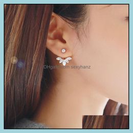 Stud Earrings Jewellery Korean Crystal Daisy Flower Alloy Circle Water Drop Earring Women Business Party Gift Floral Ear Aessories Delivery 20