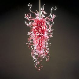 Modern Lamps Creative Crystal Hand Blown Glass Chandelier Style Red Color 24x48 Inches for Home Bedroom Dining Living Room Hotel Lobby Art Decoration