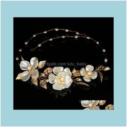 Hair Jewelryhair Clips & Barrettes Fashion Crystal Pearl With Wedding Headdress Retro Bridal Gold Wreath Handmade Ribbon Headband Jewellery Dr