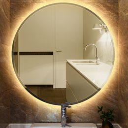 light wall mirrors UK - Mirrors 60 70 80cm Bathroom Mirror LED Illuminated Round Makeup Vanity Cosmetic Eye Protected Wall Mounted Light Anti Fog