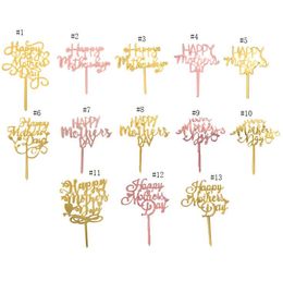 party decoration happy mothers days cake topper acrylic rose gold mom cakes toppers for mother's day birthday SN5322