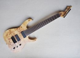 Factory Outlet-8 Strings Neck-thru-body Electric Guitar with Burl Maple Veneer,Rosewood Fretboard,24 Frets,Customized Colour and Logo available