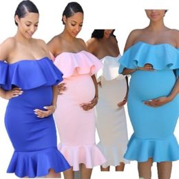 Off Shoulder Maternity Dresses For Po Shoot Pography Props Pregnant Women Clothes Pregnancy 210922