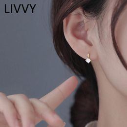 Stud LIVVY 2021 Silver Color Minimalist Zircon Small Earrings Female Simple Exquisite Handmade Fashion Gift Jewelry