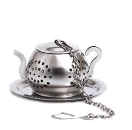 Tea Infuser 3.8CM Teapot shaped 304 Stainless Steel Herbal Pot Teas Ball Infusers Strainers Philtre 100pcs SN2779