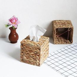 Tissue Boxes & Napkins Vintage Handcraft Rattan Box Seagrass Napkin Holder Roll Paper Wicker Woven Organizer Home Decor