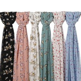 80 Colors Newest Floral Chiffon Scarf Hijabs Big Size Flower Women Shawls Muslim Head Wraps Fashion Head Scarves for Ladies 2021 Y1108