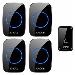 Other Door Hardware CACAZI Intelligent Waterproof Wireless Doorbell 1 Button 4 Receiver LED Light Home Cordless Call Ring Bell US EU UK AU P