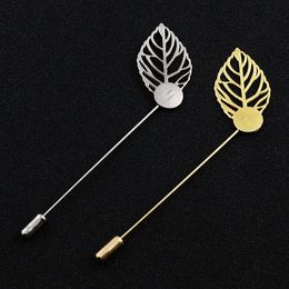100 PCS 85mm Copper Stainless Steel Leaf Setting Lapel Boutonniere Stick Brooch Pin For Men Women Jewellery Accessories