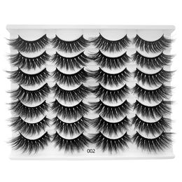 Newest 14 Pairs Thick Natural Mink False Eyelashes Set Soft & Vivid Curly Crisscross reusable Hand Made Multilayer 3D Fake Lashes Extensions Eyes Makeup Accessory