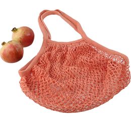 50pcs Shopping Bags Handbags Shopper Tote Mesh Net Woven Cotton Material String Reusable Fruit Storage Bag Handbag Reusabled Many Colours on Sale UPS or DHL