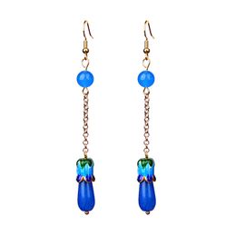 blue jade earrings UK - Jade Stone Flowers Drop Earrings Blue Amulet Fashion Natural Charm Jewelry Gifts for Women Her