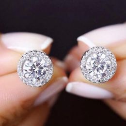 Stud Fashion Luxury 925 Cristalli di spillo d'argento da Swarovskis 6mm Piccoli orecchini a zircone per donne Regali di Natale Gioielli coreani