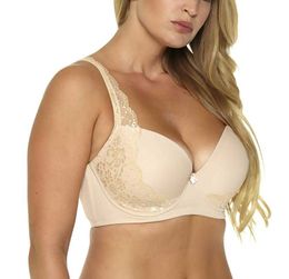 Seksi Push Up Sütyen Dantel Sutyen T-shirt Sutyen Artı Boyutu Kadınlar Için Çok Destek Tabanlı Bralette Siyah / Khaki 956 210623