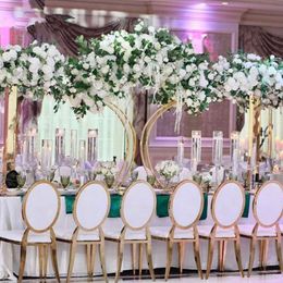 2022 casamento vaso ouro Vasos 10pcs) decoração de casamento festa de aço inoxidável estandes de ouro pedestal decoração floral arranjo ab0648