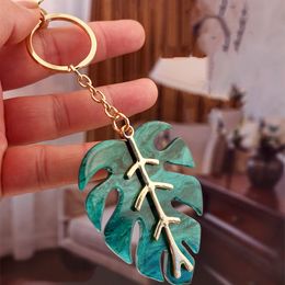 Creative Leaf Shape Stainless Steel Keychain Beautiful Keyring Accessories Gift Bag Ornaments Bag Pendant