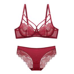 NXY cockrings sexy set Embroidery Transparent Bra And Panty Set Lace Lingerie Plus Size Girl Female Temptation Bottom Push Up Sexy Women Underwear 1127 1123