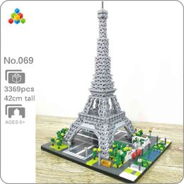 mini eiffel towers UK - YZ 069 World Famous Architecture Paris Eiffel Tower 3D Model 3369pcs DIY Mini Diamond Blocks Building Toy for Children no Box X0503