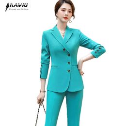 Professional Women Suits Fashion Temperamet Business Formal Slim Blazer And Wide Leg Pants Office Ladies Work Wear 210604