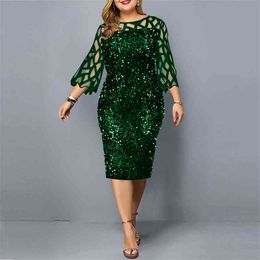 Bodycon Dress Plus Size Sequin Green Women's Dress Sexy Birthday Party Dresses Evening Wedding Summer Outfits for Women 210331