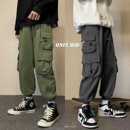Streetwear Men's Side Pockets Cargo Harem Pants 2021 Black Hip Hop Casual Male Joggers Trousers Fashion Casual Pants Men Clothes X0723