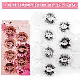 Stock!!7 Pairs 3D Mink Eyelashes mixed styles Handmade False Eyelashes Extension Makeup Natural Long Fake Eyelash Soft Fluffy Volume Mink Lashes