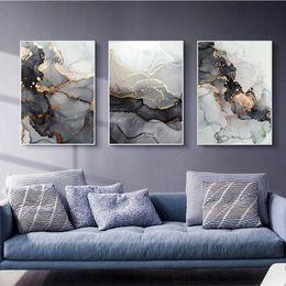 black poster art Canada - Paintings Black Gold Luxury Abstract Canvas Print Fluid Art Painting Background Poster Modern Picture Living Room Decoration Mural