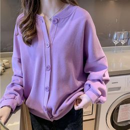 Women's Cardigans Autumn Winter Plus Size Long Sleeve O-Neck Single Breasted Sweaters Woman Knitted Cardigan Female Tops PL102 210506