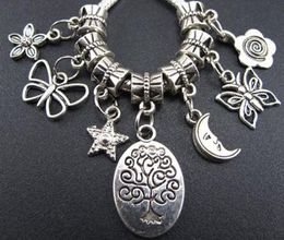 Metals Moon Tree Star Butterfly Charms Big Hole loose Beads 100PCS/lot Tibetan Silver Fit European Bracelet