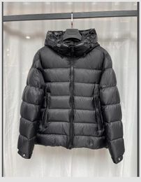 Men Down Jacket Warm Double Zipper Outwear Winter Autumn Letter Embroidery Hooded Parkas Size S-2XL White/Black