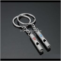 Keychains Fashion Aessories Drop Delivery 2021 Couple Metal Multifunction Whistle Pendant With Keychain Keyring For Outdoor Survival Emergenc