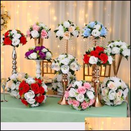 Decorative Flowers & Wreaths Festive Party Supplies Home Garden Artificial Flower Ball Wedding Table Centerpiece Decor Kissing Pomanders Bou