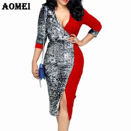 Women Dress Sequined Patchwork Bodycon Elegant Ladies Officewear Slim Tunics Femme Package Hip Robes Sexy Spring Clothes 210416