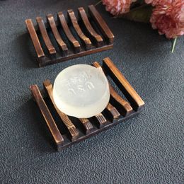 100pcs 2 Colors 11CM Vintage Wooden Soap Holder Holders Drain Tray Bathroom Shower Plate Stand Box Dish Bath DH5769