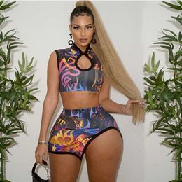 Women Clothing Two Piece Set Women Spring Sexy print crop tops+Skirt Sets skinny clubwear Club Outfits Streetwear Wholesale X0709