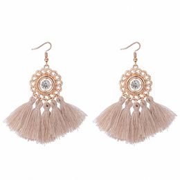 Bohemia Exaggeration Dangle Earrings For Women Silk Thread Tassel Metal Long Chandelier #134345 &